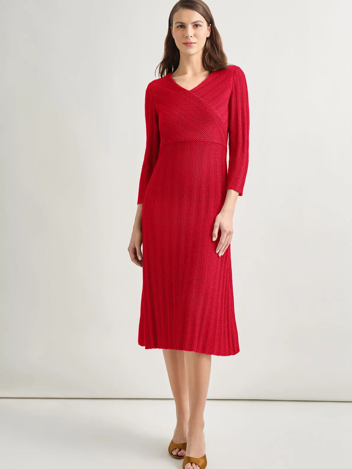 Textural Stripe Knit Midi Dress
