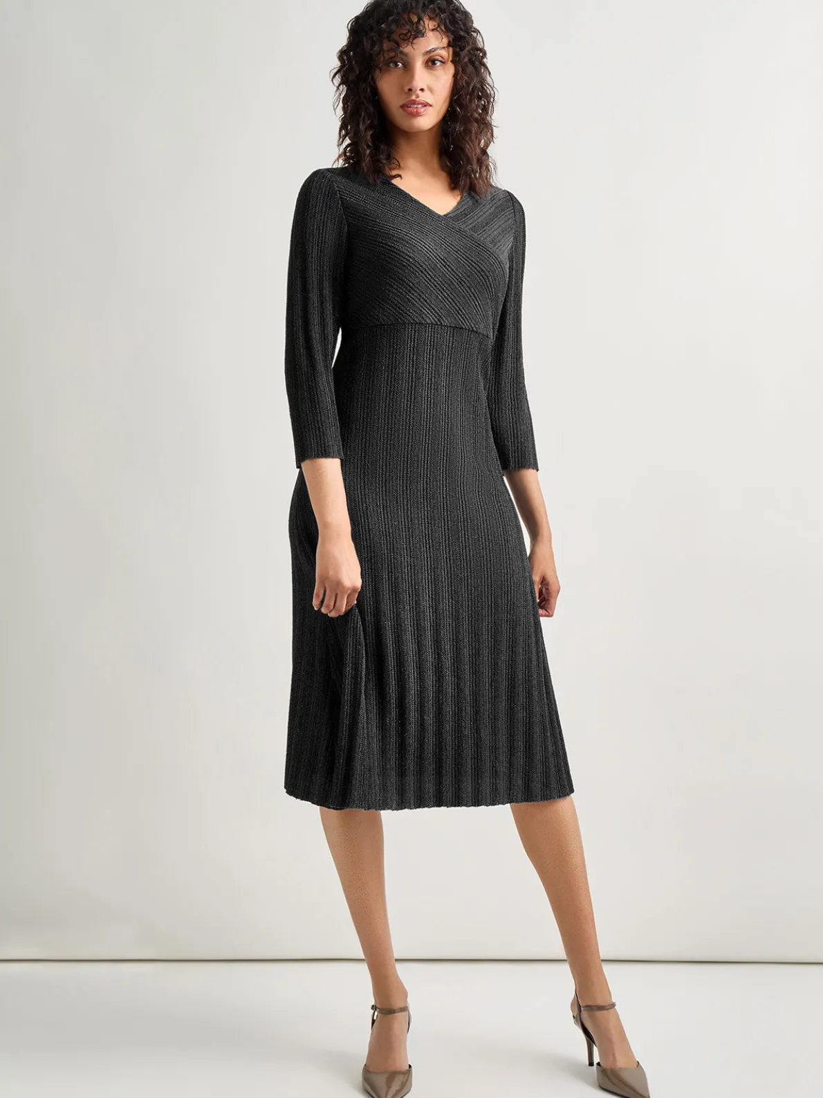 Textural Stripe Knit Midi Dress