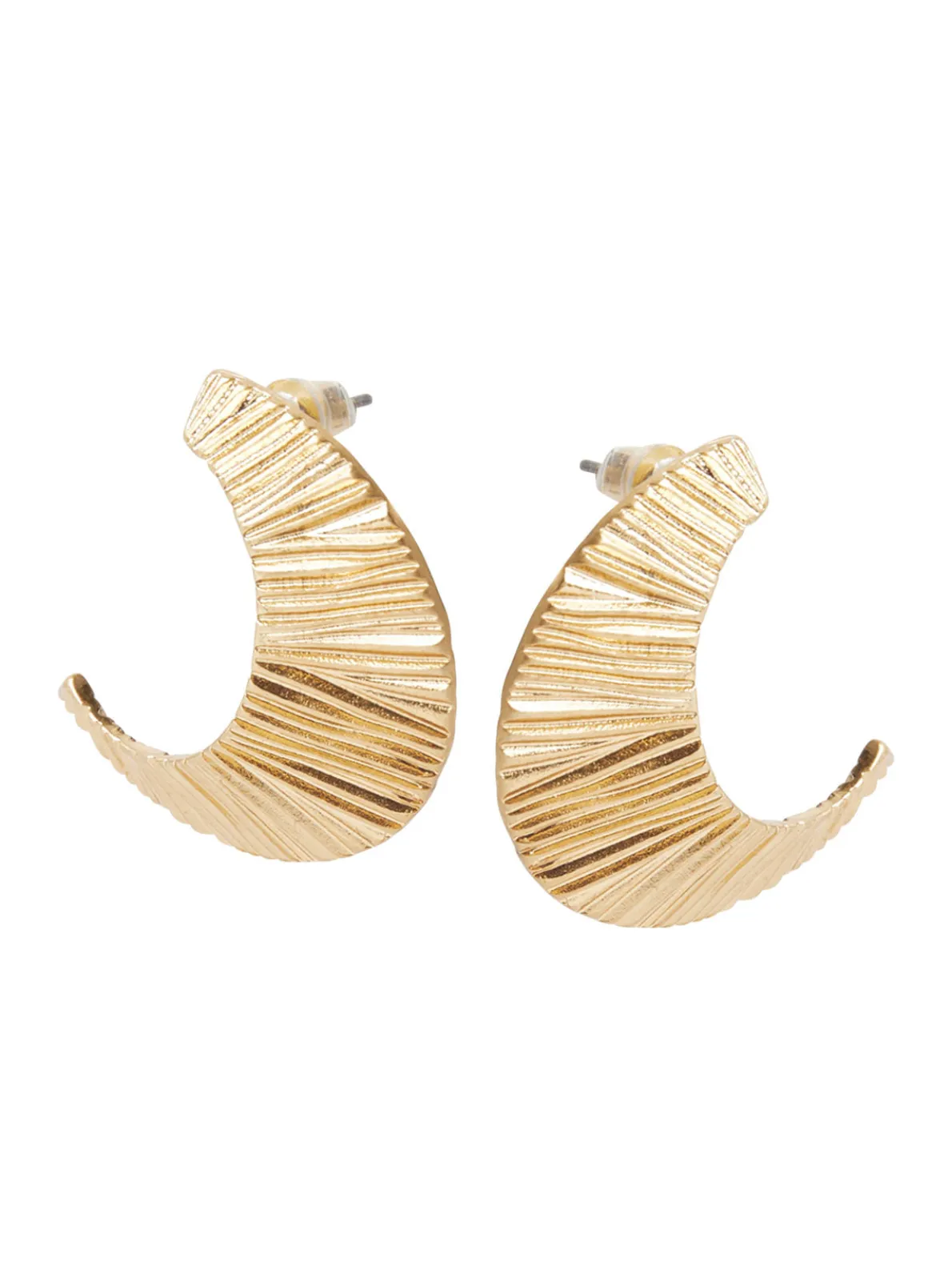 Textured Warm Gold Swoop Earrings