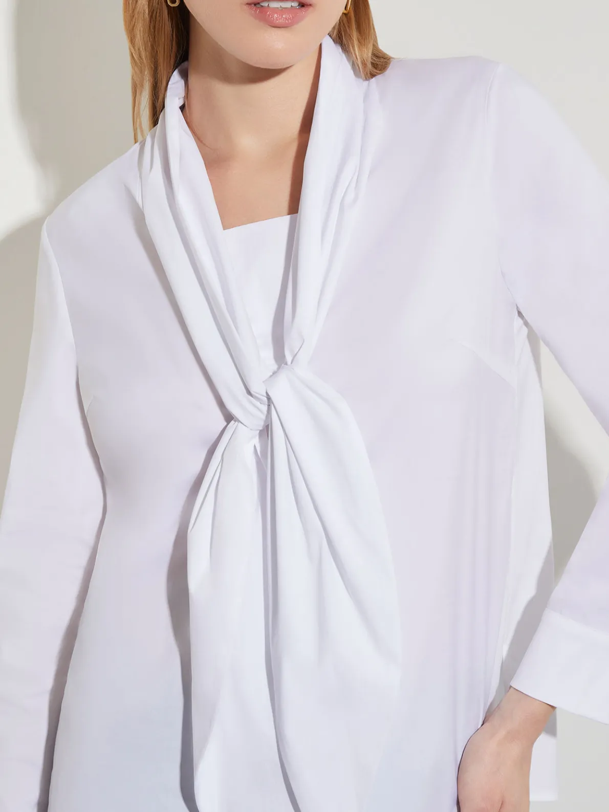 Tie-Neck Cotton Poplin Blouse