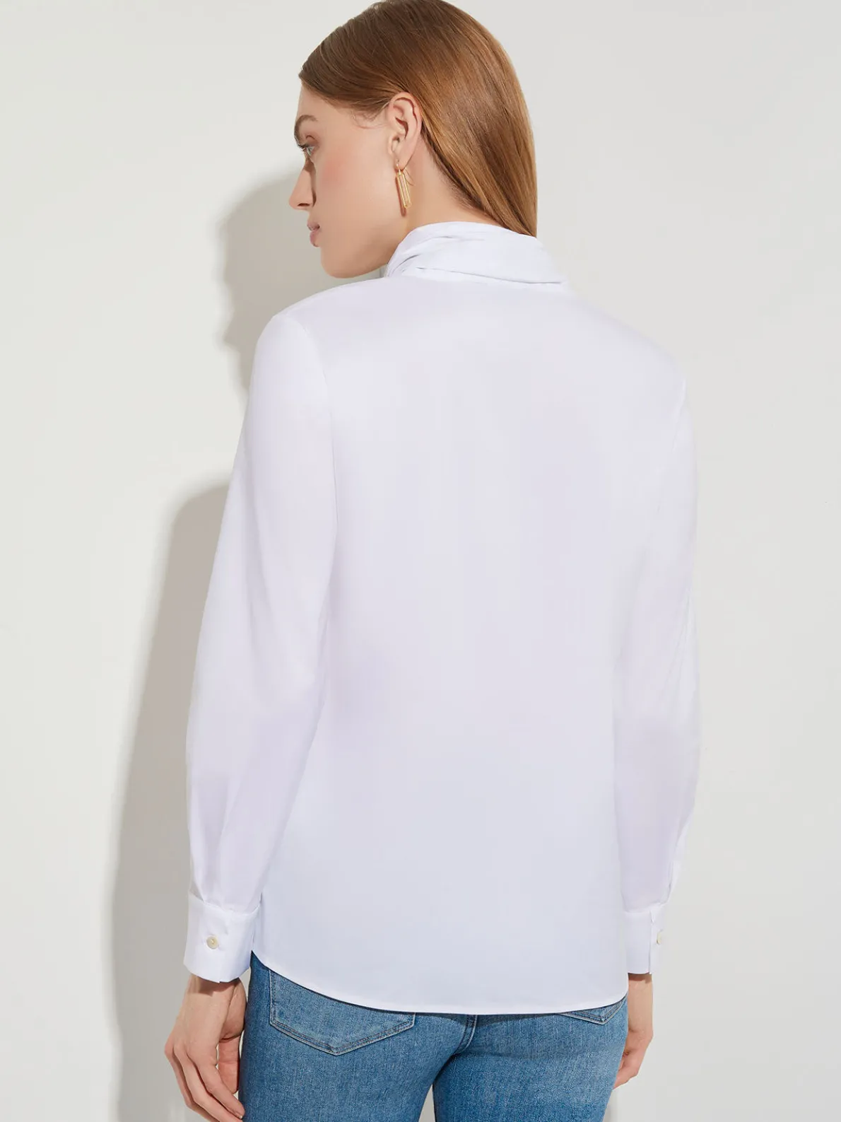 Tie-Neck Cotton Poplin Blouse