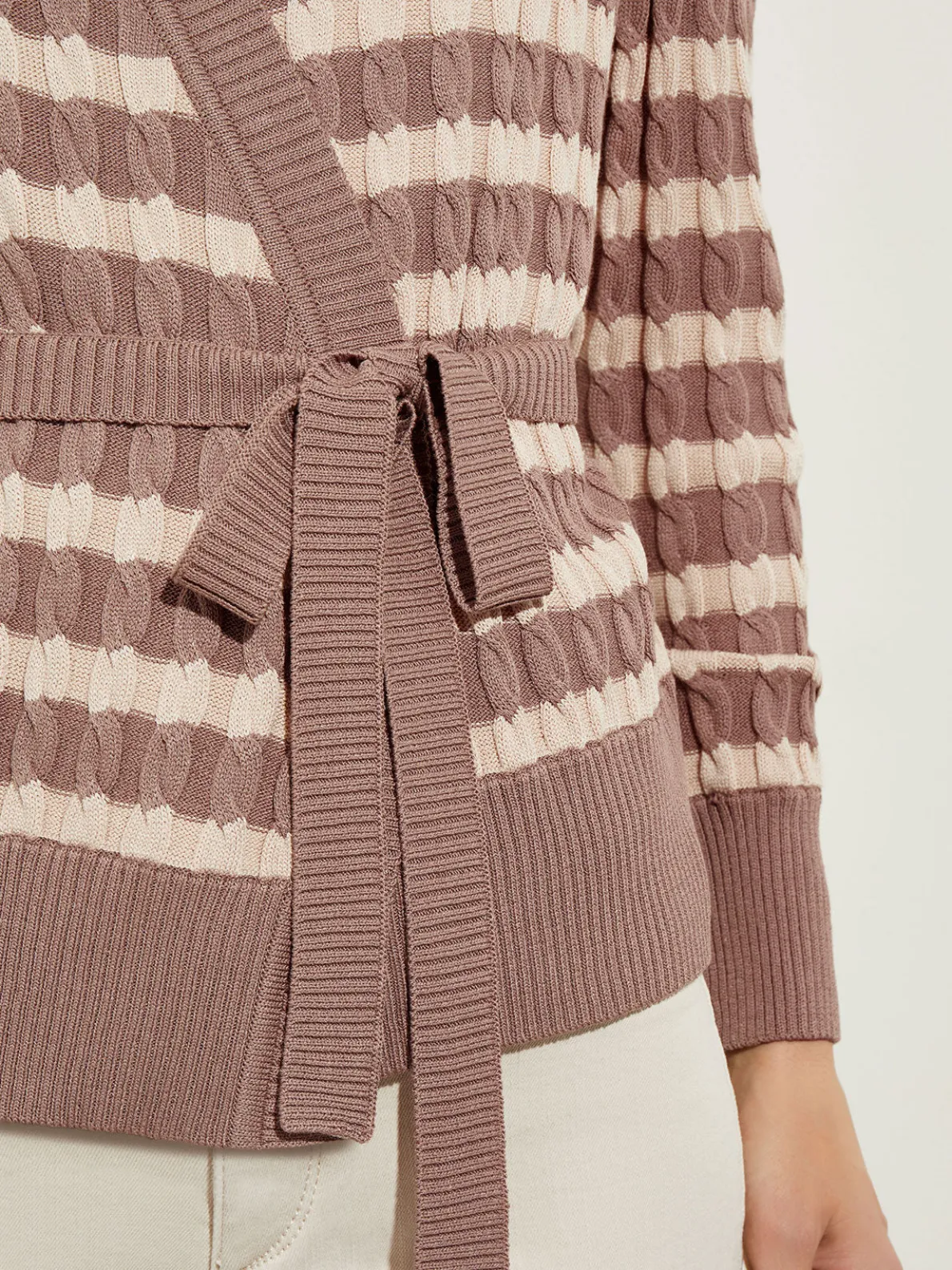 Tie-Waist Striped Soft Knit Tunic