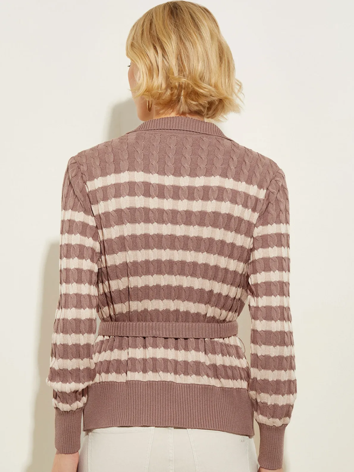 Tie-Waist Striped Soft Knit Tunic