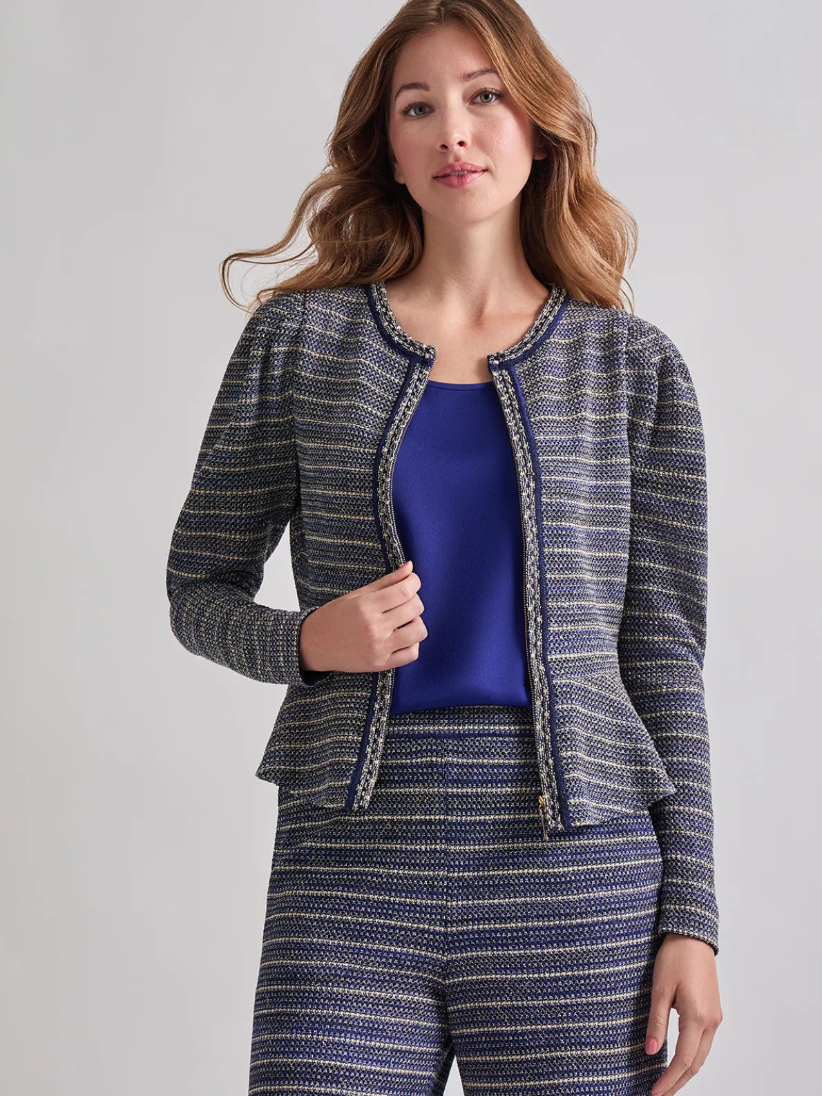 Tweed Knit Peplum Jacket