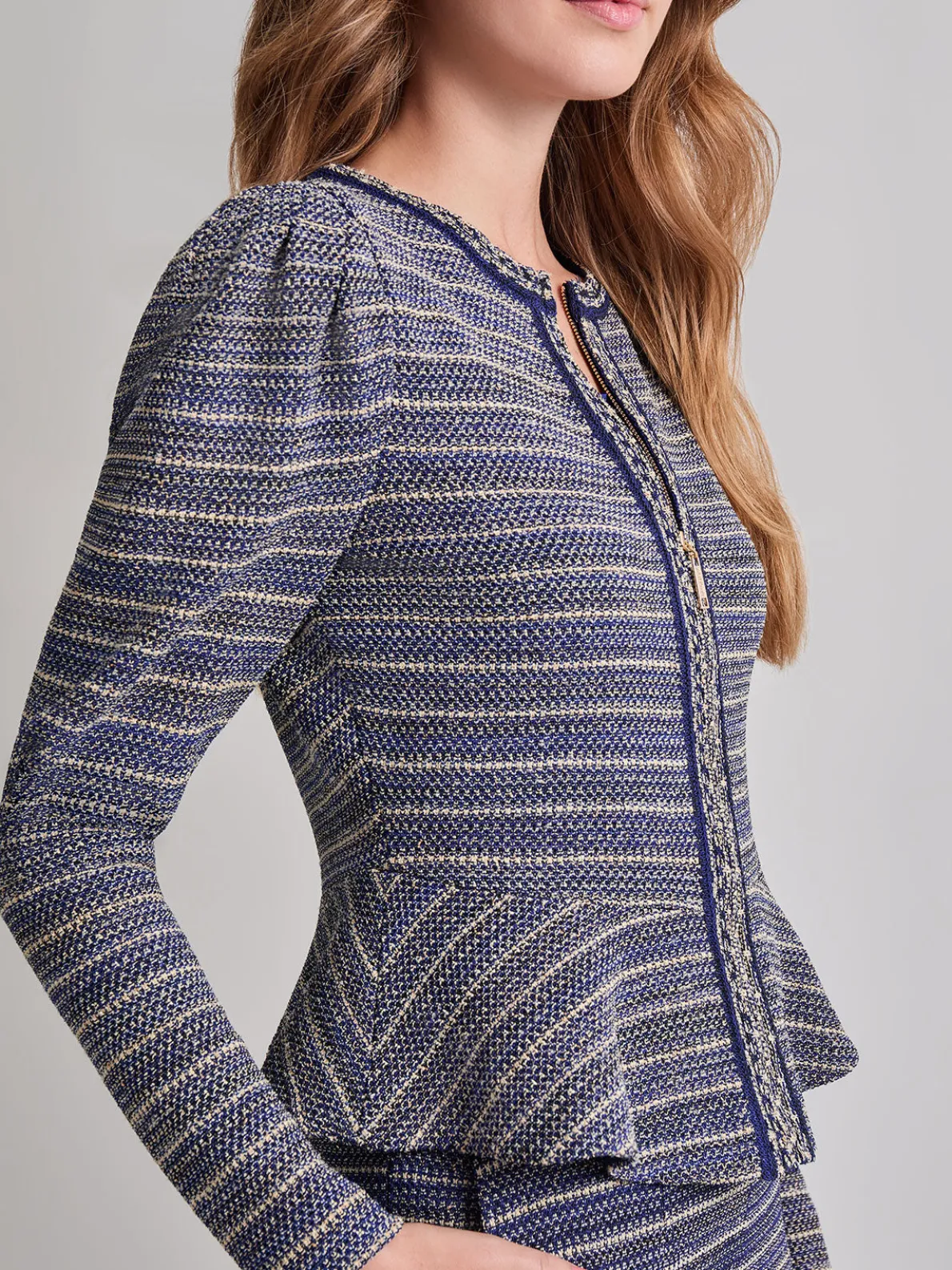 Tweed Knit Peplum Jacket