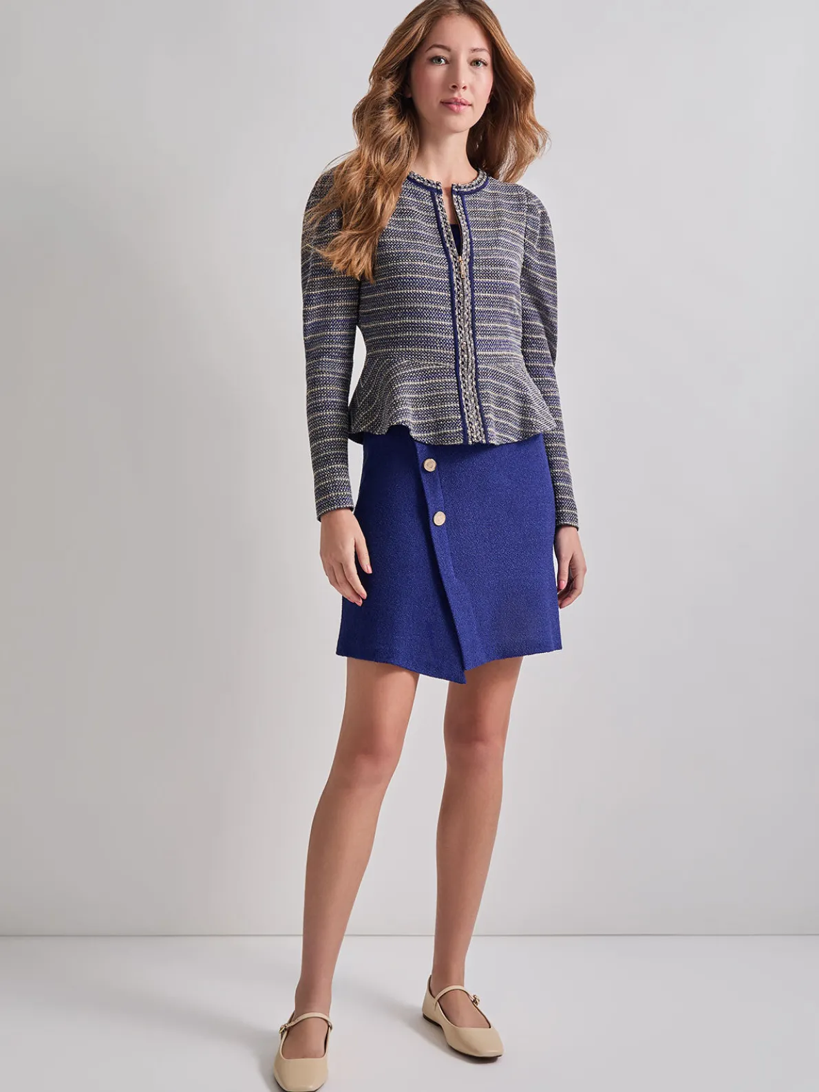 Tweed Knit Peplum Jacket