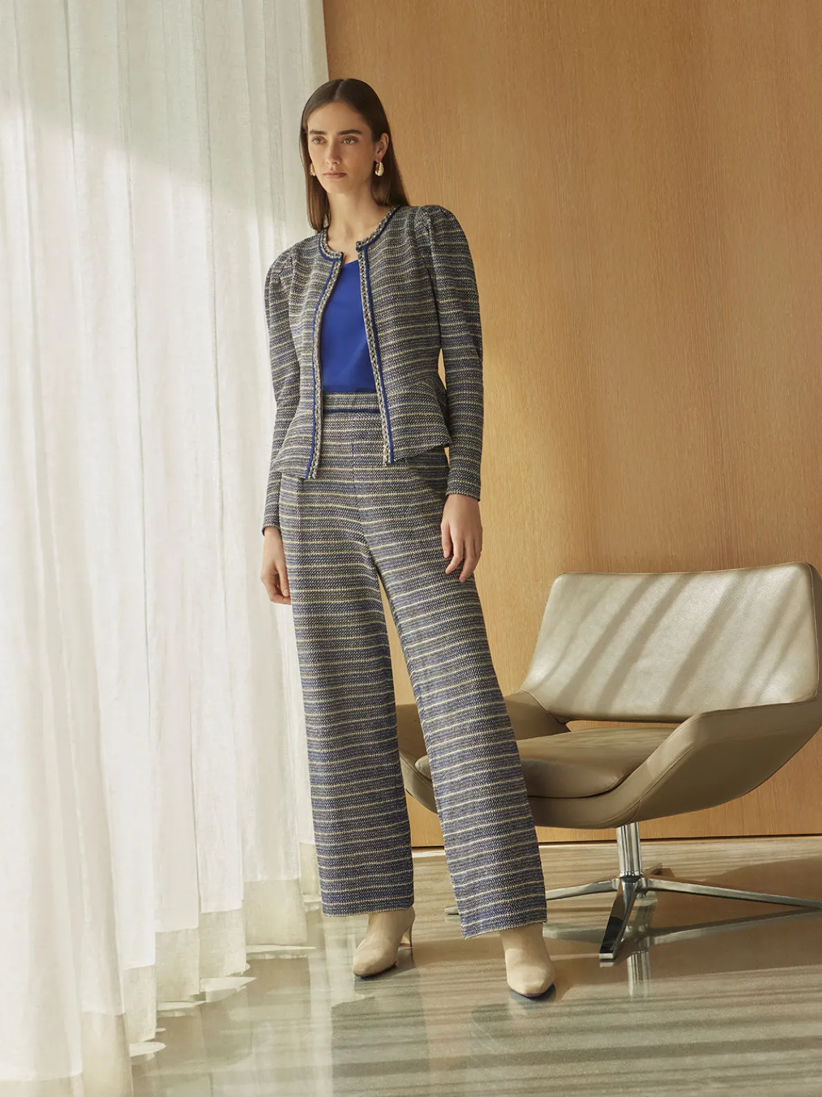 Tweed Knit Peplum Jacket