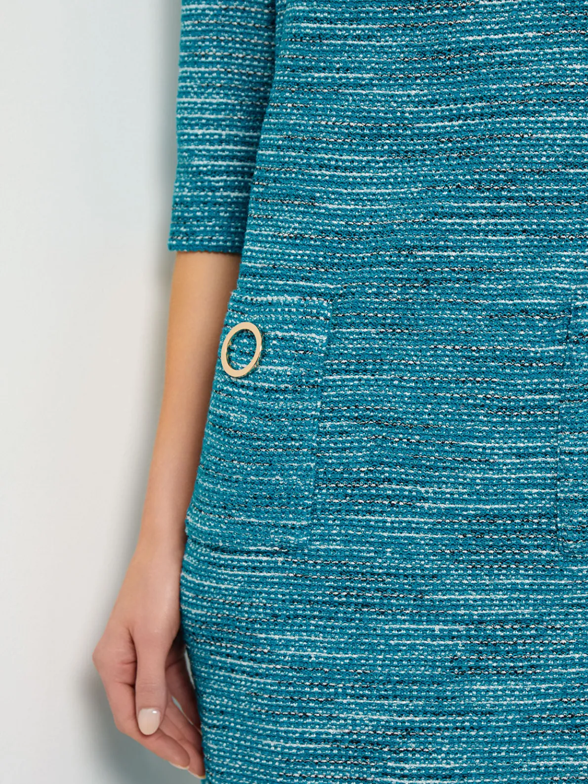 Tweed Knit Shift Dress with Pockets