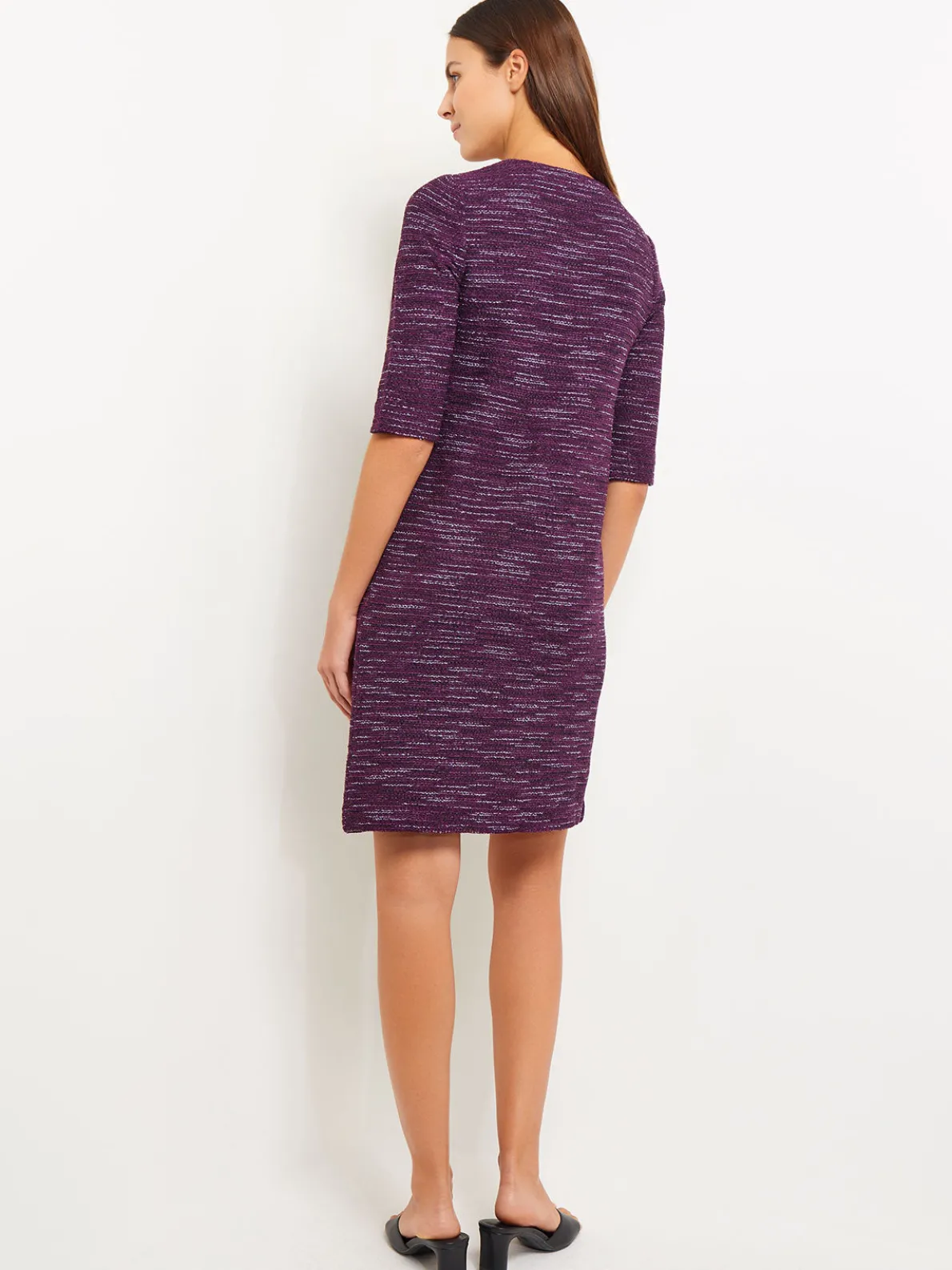 Tweed Knit Shift Dress with Pockets