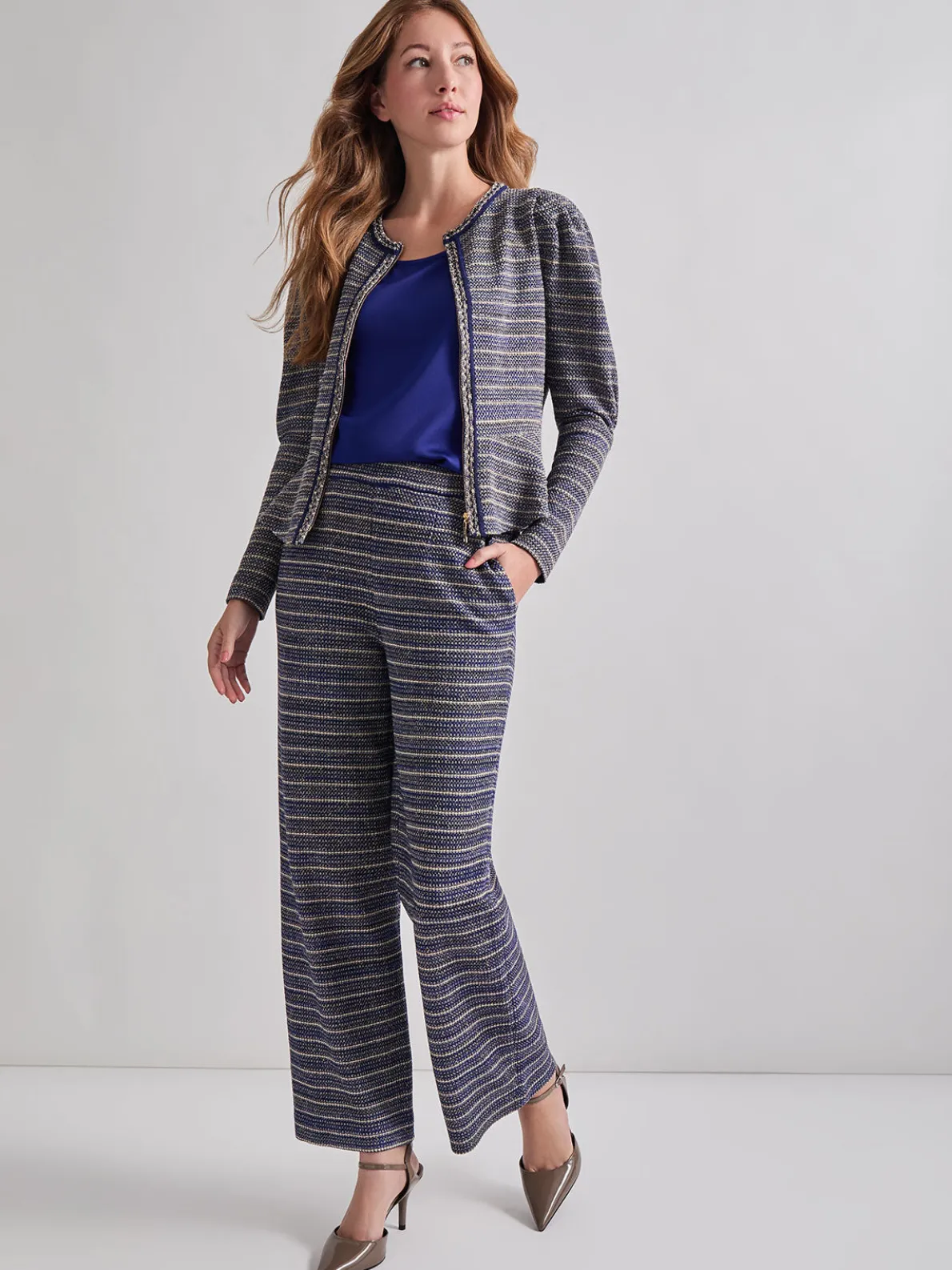 Tweed Knit Straight Leg Pant