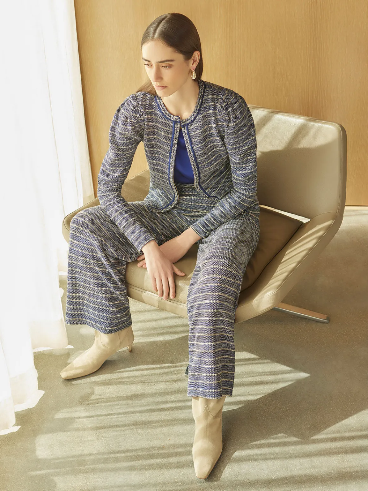 Tweed Knit Straight Leg Pant