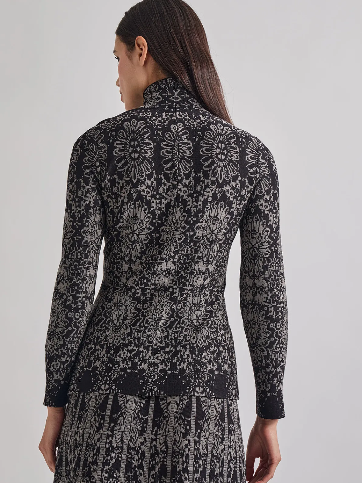 Two-Tone Damask Jacquard Knit Tunic