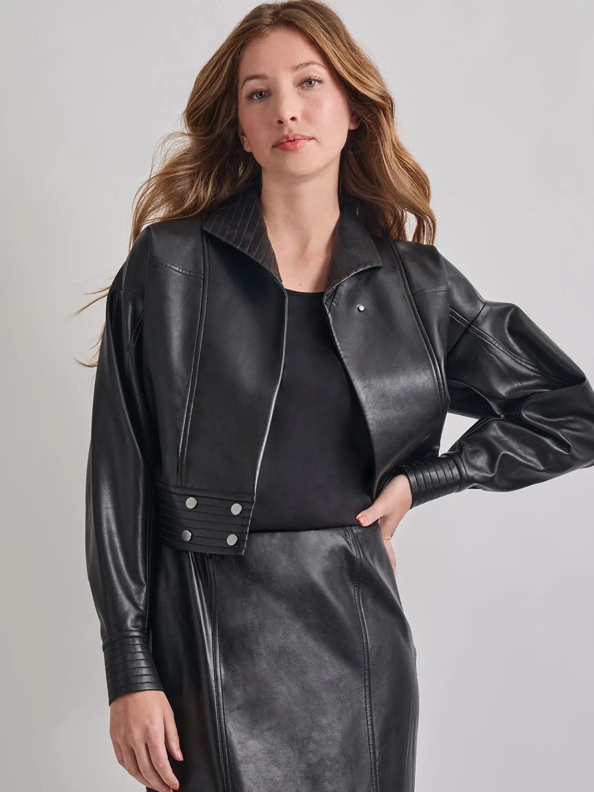 Vegan Leather Cropped Moto Jacket