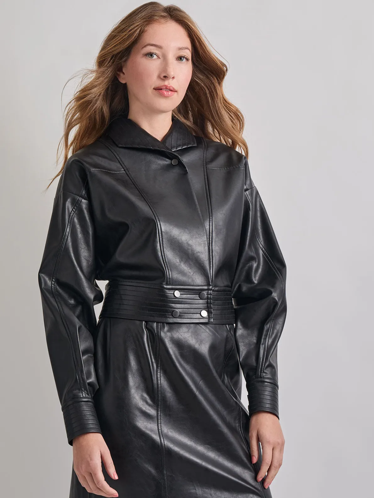 Vegan Leather Cropped Moto Jacket