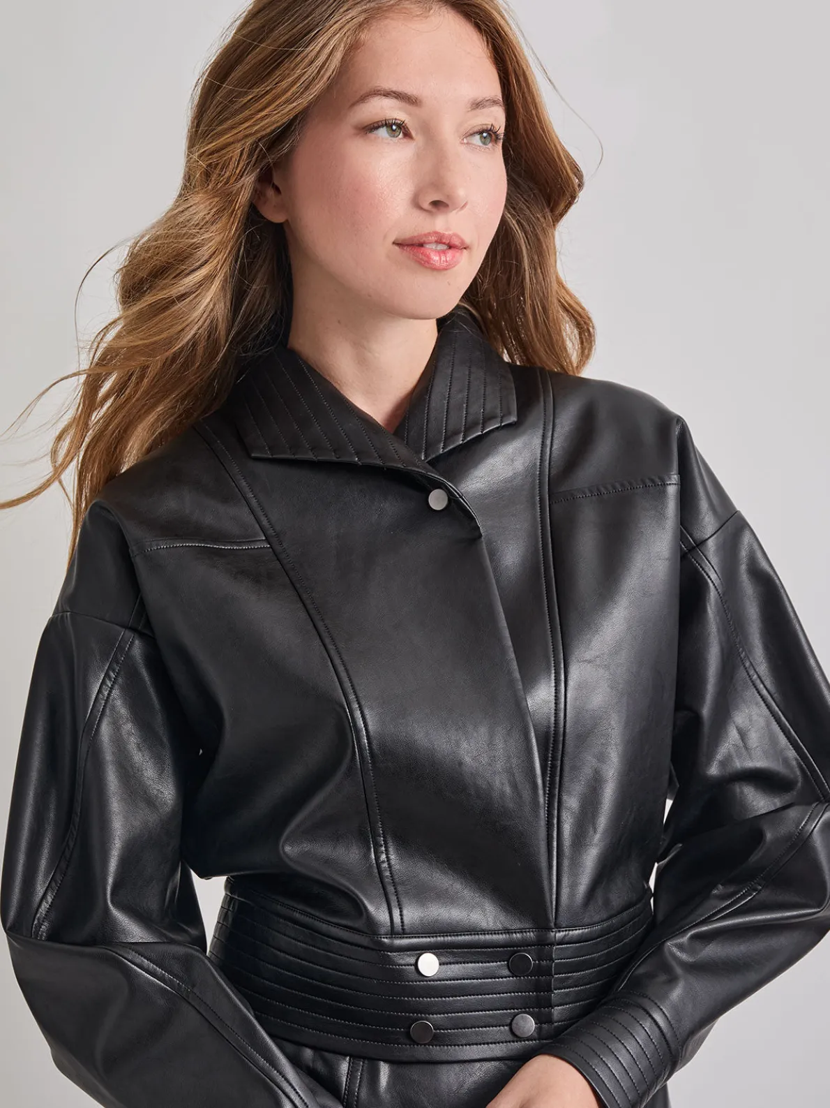 Vegan Leather Cropped Moto Jacket