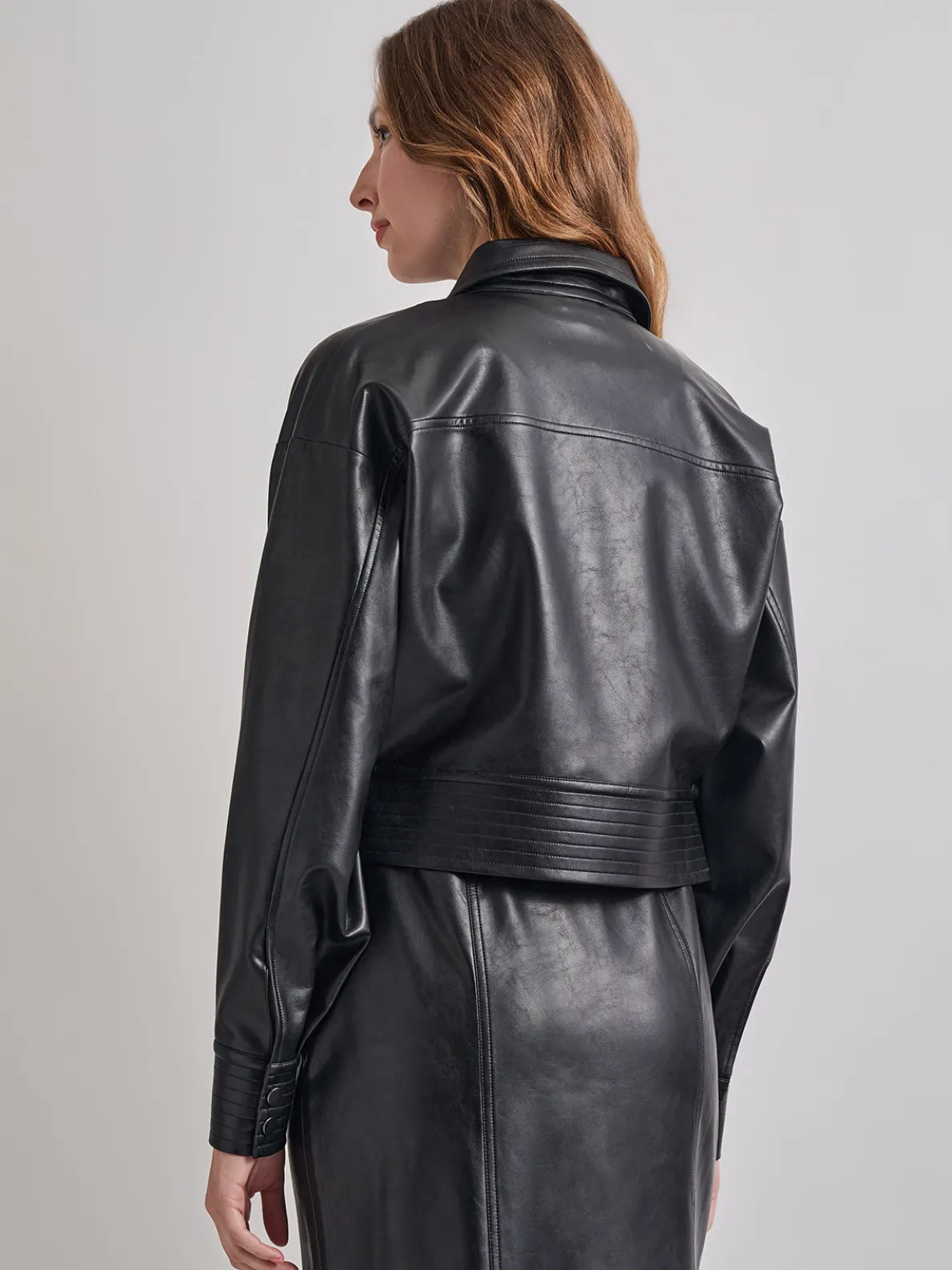 Vegan Leather Cropped Moto Jacket