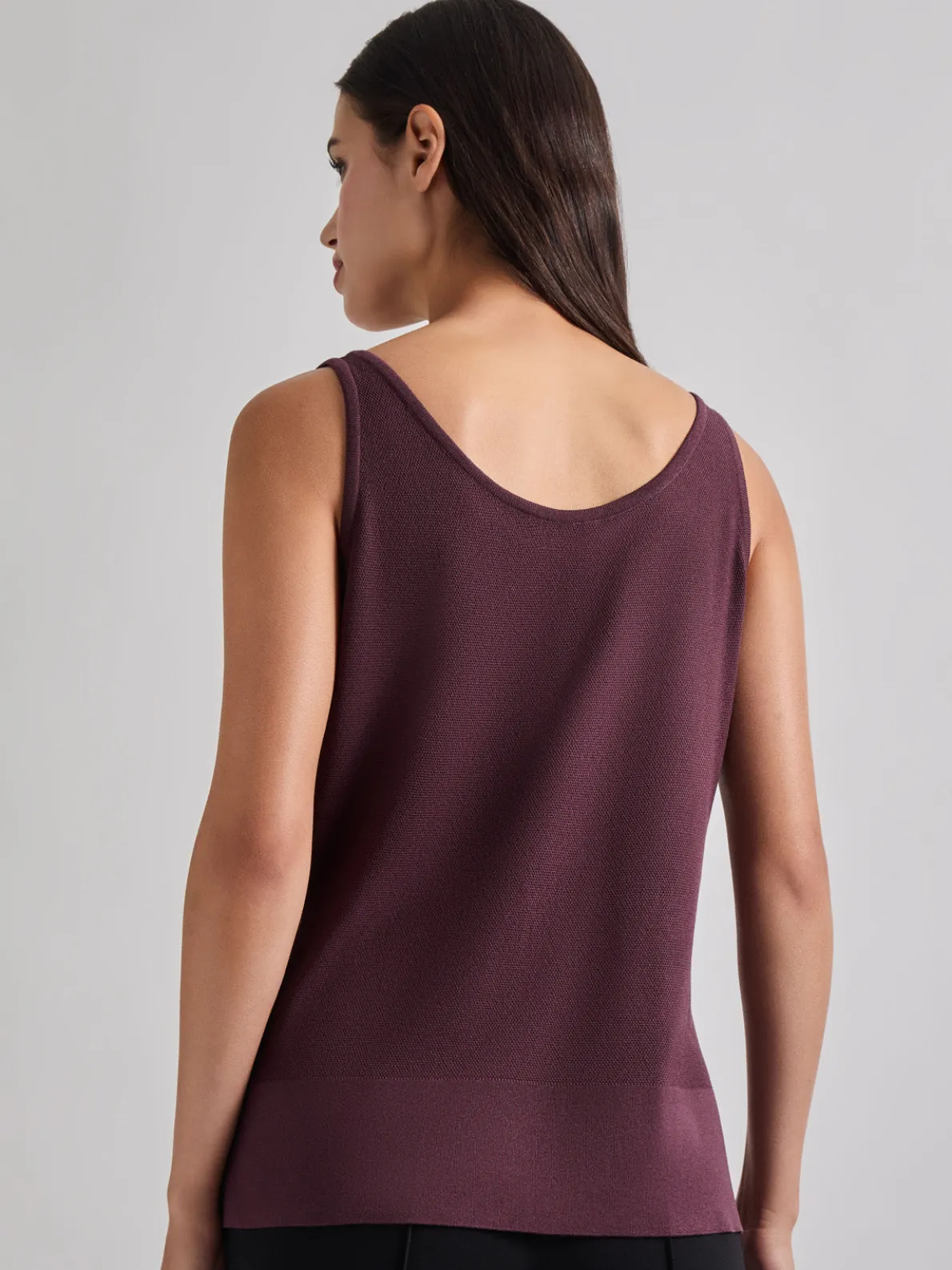 V-Neck Soft Knit Tank Top, Mahogany