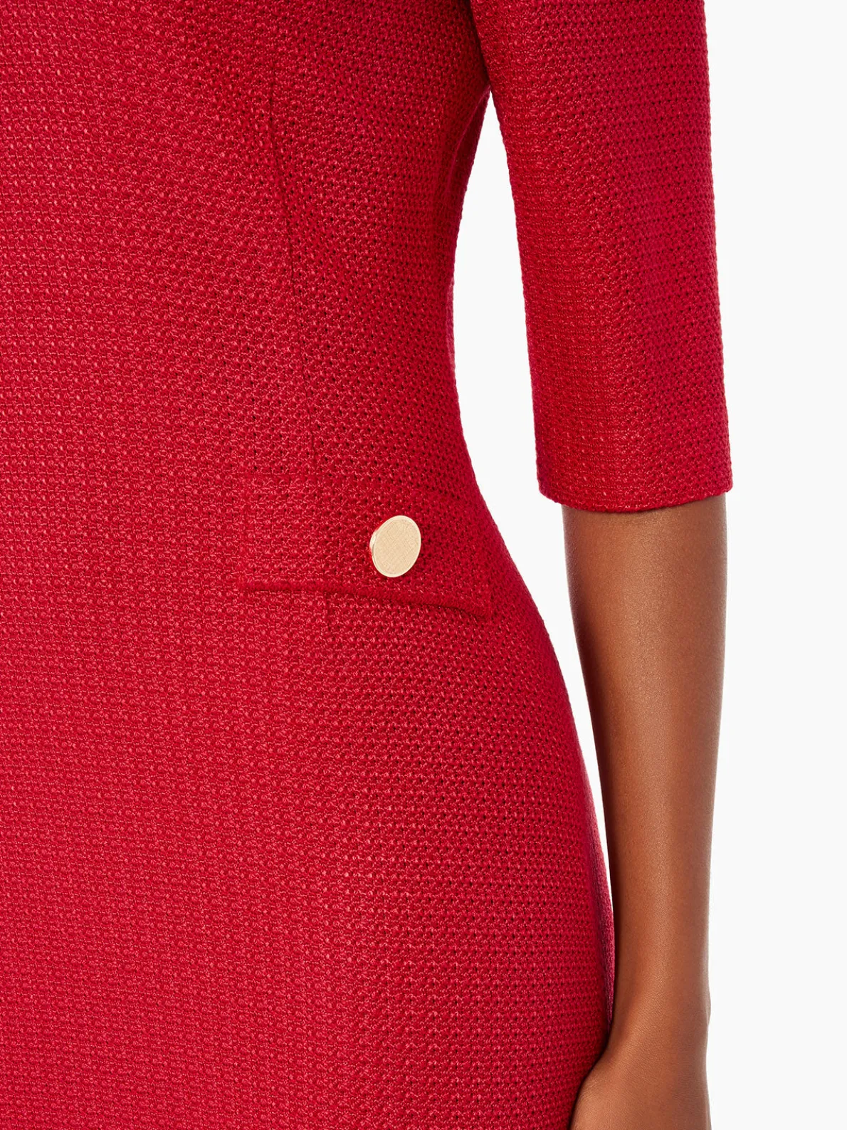 V-Neck Textured Knit Flare Dress