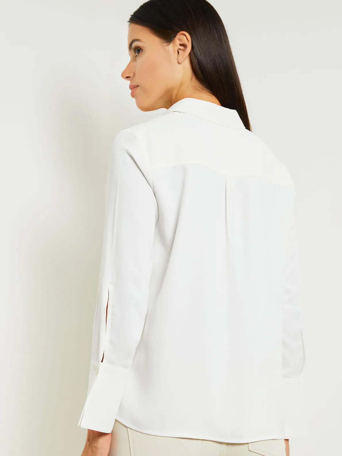 White Floral Top - Crepe de Chine Blouse | Misook
